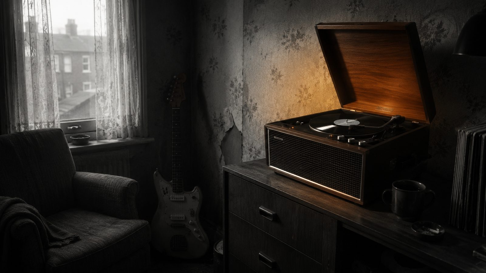 Hacker Grenadier GP45 record player in council house from Control