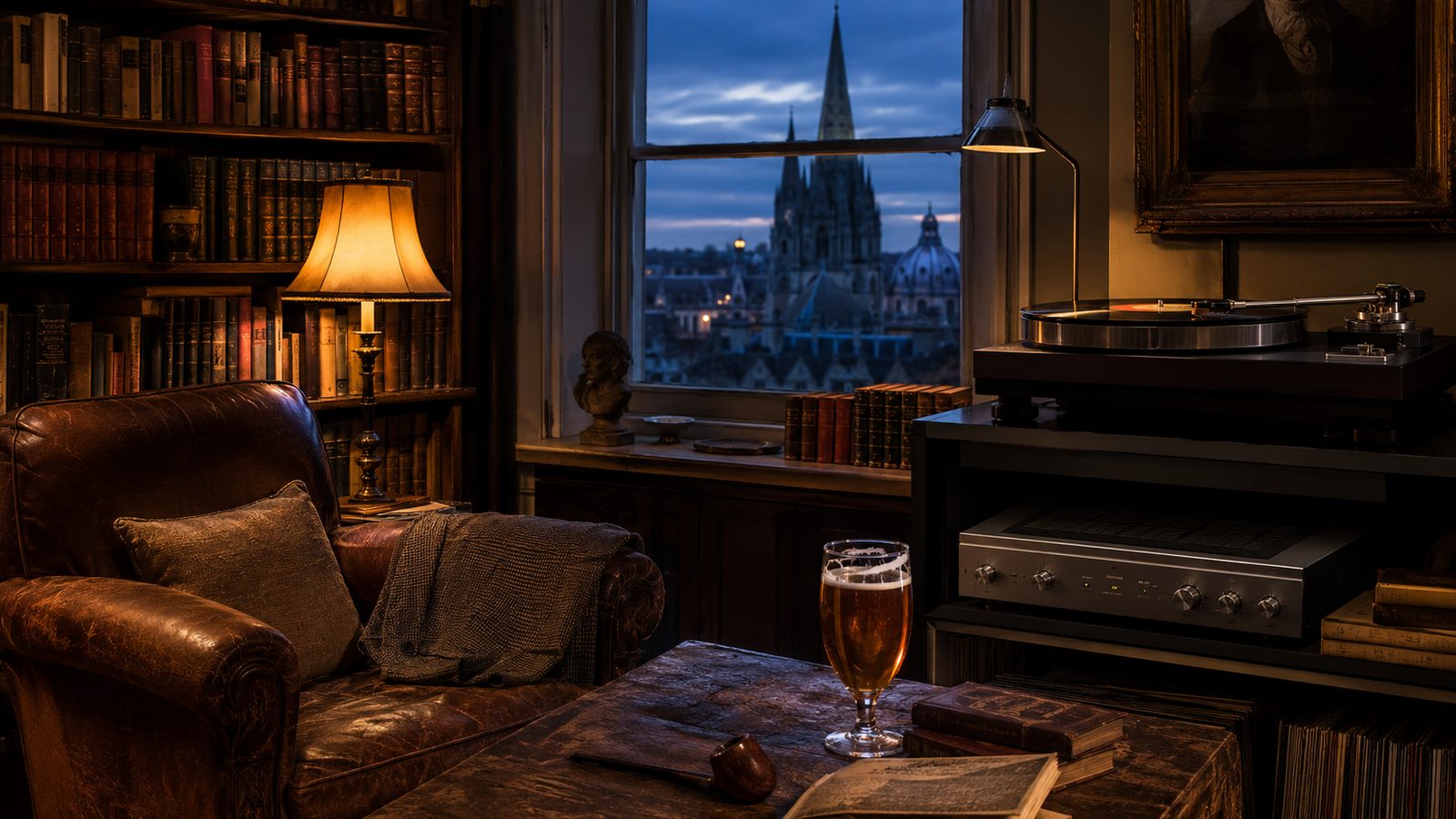 Roksan Xerxes turntable in Oxford study from Inspector Morse