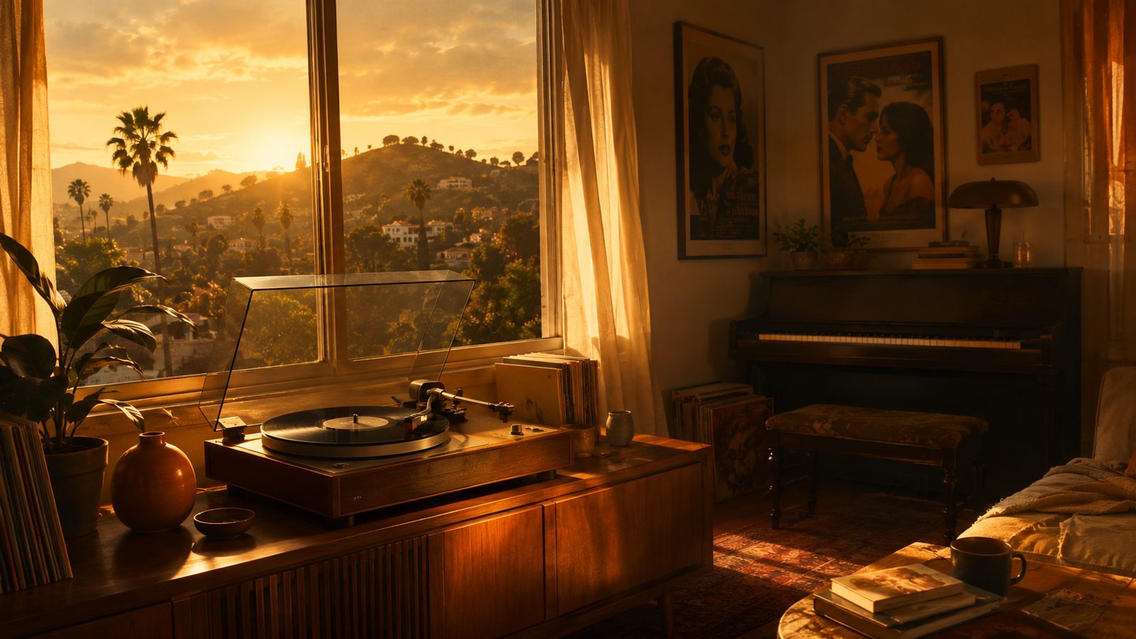 Acoustic Research turntable in a Los Angeles apartment from La La Land